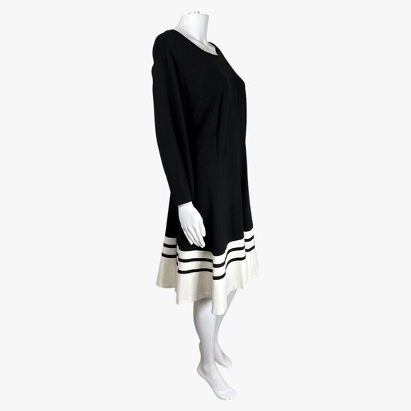 Eliza J Women's Fit & Flare Striped Dress in Black Size 22W Retro Cocktail Chic - Picture 2 of 6